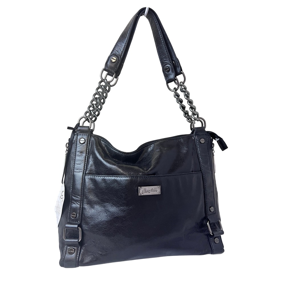 Grace Adele Hobo Bag Large Black New Chain Strap Faux Leather Shoulder Bag